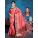 Light Pink And Deep Wine Art Silk Jacquard Worked Designer Saree