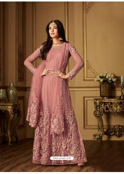 Peach Net Designer Anarkali Suit