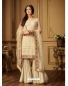 Light Beige Net Designer Palazzo Suit