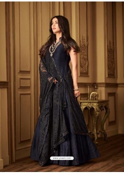 Navy Blue Net Designer Anarkali Suit