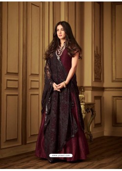 Maroon Banarasi Silk Designer Anarkali Suit