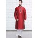 Red Art Silk Embroidered Readymade Kurta Pajama