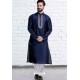 Navy Blue Art Silk Embroidered Readymade Kurta Pajama