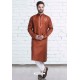 Rust Cotton Polyester Embroidered Readymade Kurta Pajama