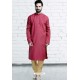 Crimson Cotton Polyester Embroidered Readymade Kurta Pajama