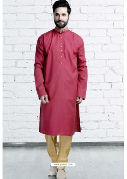 Crimson Cotton Polyester Embroidered Readymade Kurta Pajama