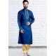 Royal Blue Cotton Polyester Embroidered Readymade Kurta Pajama