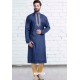 Dark Blue Cotton Polyester Embroidered Readymade Kurta Pajama