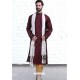 Stylish Maroon Cotton Polyester Embroidered Readymade Kurta Pajama