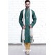 Dark Green Cotton Polyester Embroidered Readymade Kurta Pajama