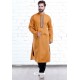 Mustard Cotton Polyester Embroidered Readymade Kurta Pajama