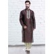 Amazing Coffee Art Silk Embroidered Readymade Kurta Pajama