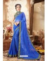 Blue Georgette Printed Saree