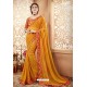 Mustard Georgette Printed Saree