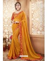 Mustard Georgette Printed Saree