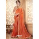 Orange Georgette Printed Saree