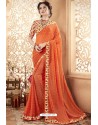 Orange Georgette Printed Saree