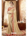 Light Beige Georgette Printed Saree