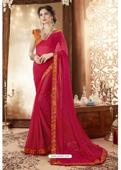 Gorgeous Red Georgette Printed Saree