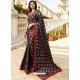 Navy And Multi Colour Georgette Printed Saree
