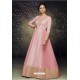 Pink Satin Silk Designer Gown Suit