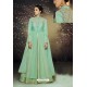 Jade Green Soft Net Designer Gown Suit