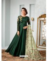 Dark Green Satin Georgette Embroidered Designer Anarkali Suit