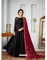 Black Satin Georgette Embroidered Designer Anarkali Suit