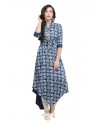 Blue And Multi Rayon Designer Kurti