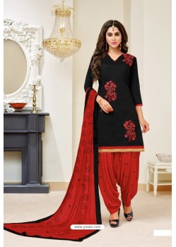 Black And Red Lawn Slub Cotton Salwar Suit