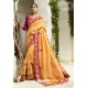 Yellow Silk Embroidered Party Wear Saree