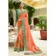 Light Orange Silk Embroidered Party Wear Saree