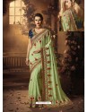 Sea Green Georgette Heavy Embroidered Wedding Saree