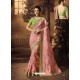 Pink Crepe Silk Heavy Embroidered Wedding Saree