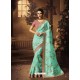 Sky Blue Organza Silk Heavy Embroidered Wedding Saree