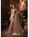 Baby Pink Soft Net Heavy Embroidered Wedding Saree