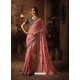 Peach Cadbury Silk Heavy Embroidered Wedding Saree