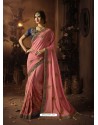 Peach Cadbury Silk Heavy Embroidered Wedding Saree