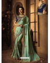 Sea Green Cadbury Silk Heavy Embroidered Wedding Saree