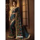 Tealblue Cadbury Silk Heavy Embroidered Wedding Saree