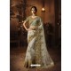 Off White Soft Net Heavy Embroidered Wedding Saree