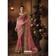 Hot Pink Soft Net Heavy Embroidered Wedding Saree