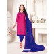 Rani And Blue Glass Cotton Embroidered Churidar Suit