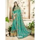 Aqua Mint Georgette Heavy Embroidered Designer Saree