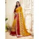 Yellow Georgette Heavy Embroidered Designer Saree