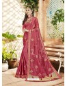 Old Rose Georgette Heavy Embroidered Designer Saree