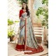 Grey Georgette Heavy Embroidered Designer Saree