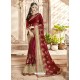 Maroon Georgette Heavy Embroidered Designer Saree