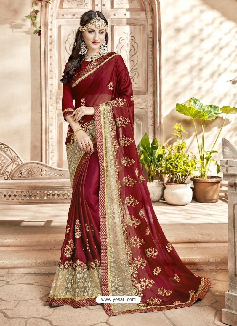 Saree Online Chennai Maroon Colour Saree - Designer Sarees Rs 500 to 1000 -  SareesWala.com