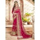 Rose Red Georgette Heavy Embroidered Designer Saree